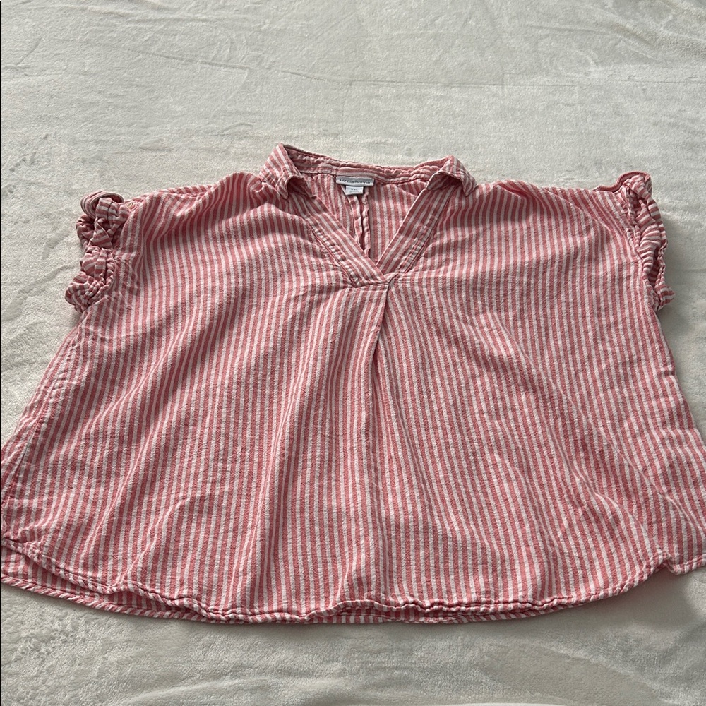 Liz Claiborne Pink and White Striped Blouse